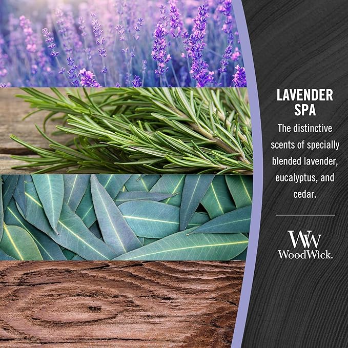 WoodWick Lavender Spa Gifts for Women and Men,21.5 oz Large Hourglass Candle with Crackling Wick,(Pack of 4)